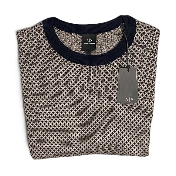 Armani Exchange Men's Large Crew Neck Sweater Cotton Silk Blend NEW w/FLAW - Picture 1 of 11